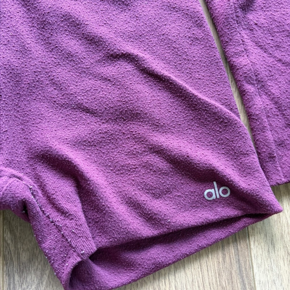 ALO YOGA Alolux Set Cardigan & Biker High Waist Me Time Women Small Burgundy - Picture 3 of 8
